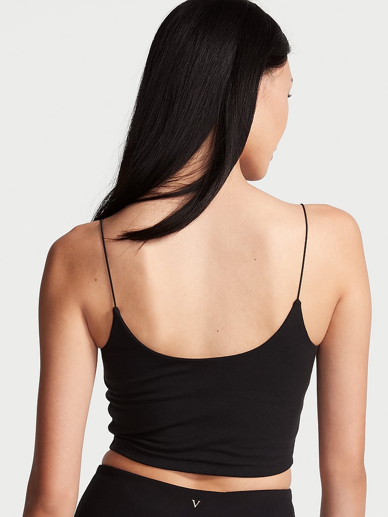 Victoria's Secret, Angel Essentials Cotton Tank Top, PURE BLACK, onModelBack, 2 of 4 Jessie  is 5'10" and wears Small