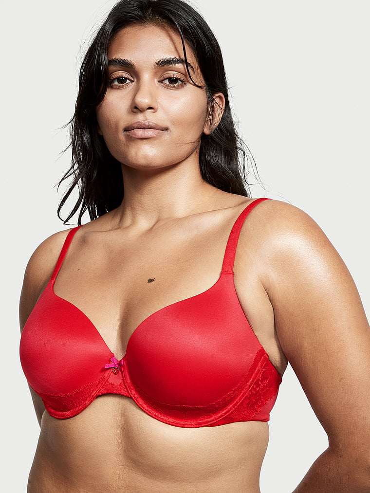  Victorias Secret Perfect Shape Push Up Bra, Full Coverage,  Padded, Bras For Women, Body By Victoria Collection, Red