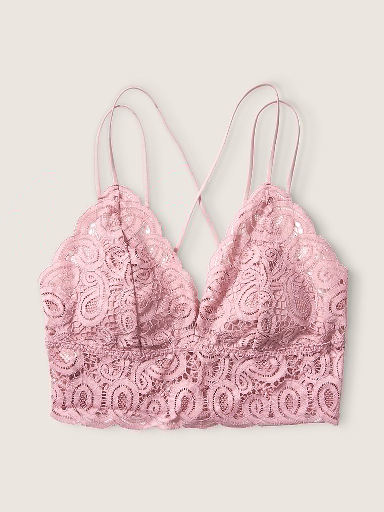 Crochet lace bralette pink Clearance