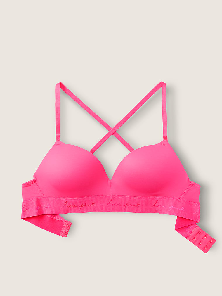 Details about   Victorias Secret PINK Wireless Lace Smoked Removable Pad Bralette Bra M Red