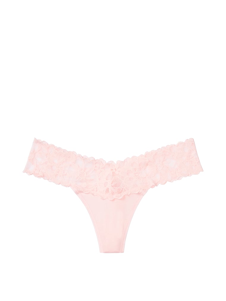 VictoriasSecret Stretch Cotton Lace-waist Thong Panty - 11150611-2HMN