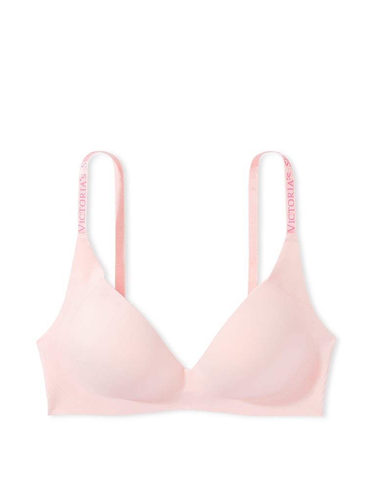 Victoria's Secret, The T-shirt T-Shirt Push-Up Lounge Bra, Purest Pink, offModelFront, 3 of 5