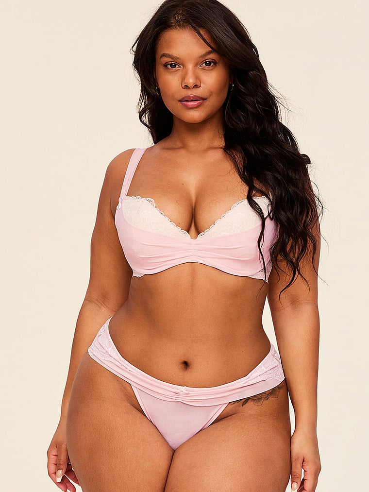 Victoria's Secret, Adore Me Clairabella Bikini Panty, Bridal Blush, onModelFront, 1 of 3