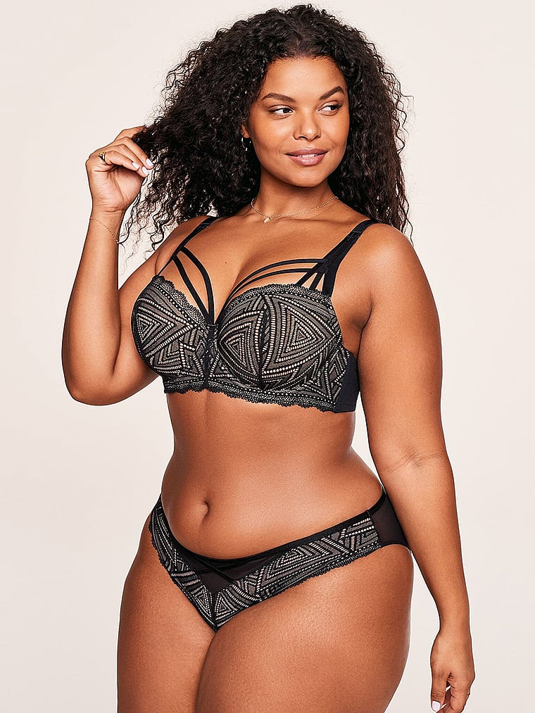 Victoria's Secret, Adore Me Trezza Bikini Panty, Jet Black, onModelFront, 1 of 4