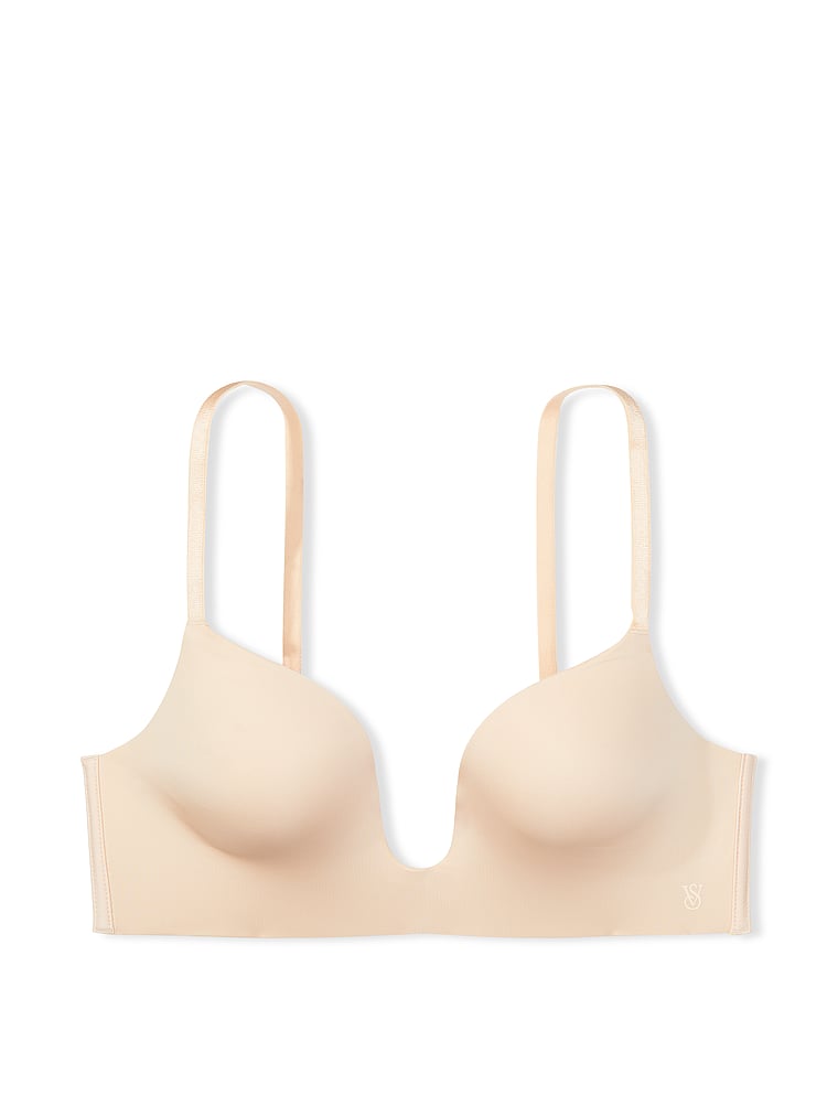 Victoria's Secret, Victoria's Secret Bare Plunge Low-Back Bra, Marzipan, offModelFront, 3 of 4
