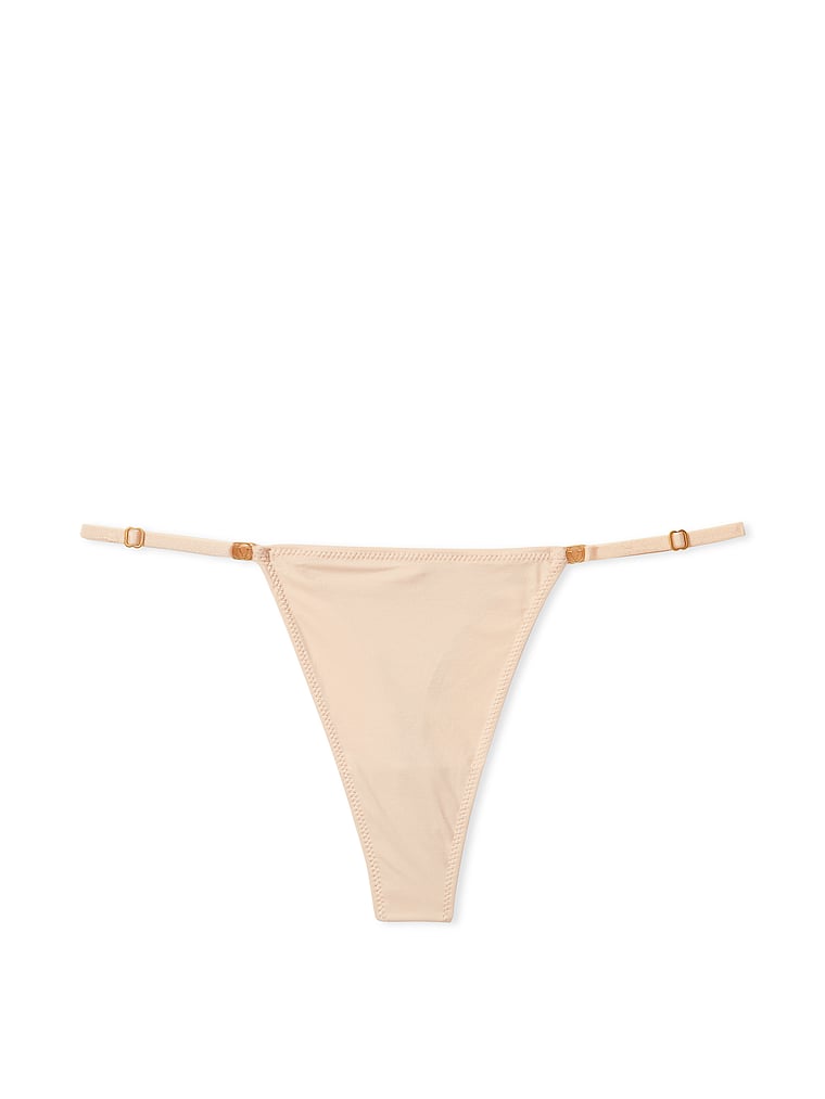 Victoria's Secret, Love Cloud Adjustable String Thong Panty, Marzipan, offModelFront, 3 of 3