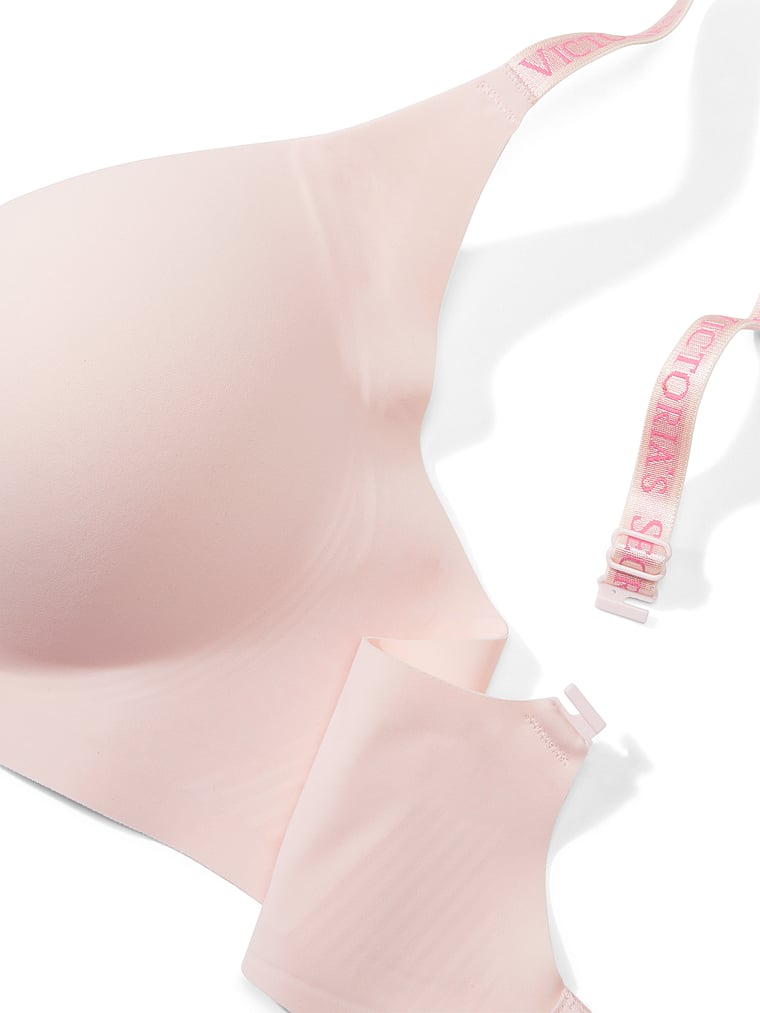 Victoria's Secret, The T-shirt T-Shirt Push-Up Lounge Bra, Purest Pink, detail, 4 of 5