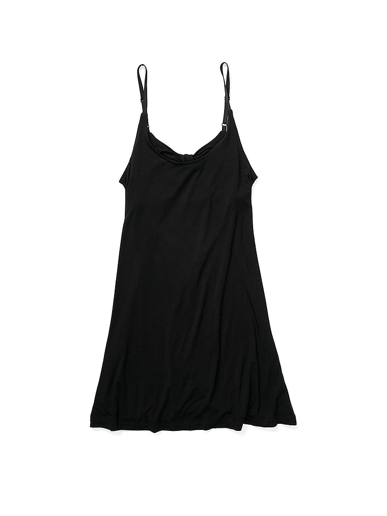 Victoria's Secret, Adore Me Suzie Sleep Dress, Jet Black, offModelFront, 4 of 5