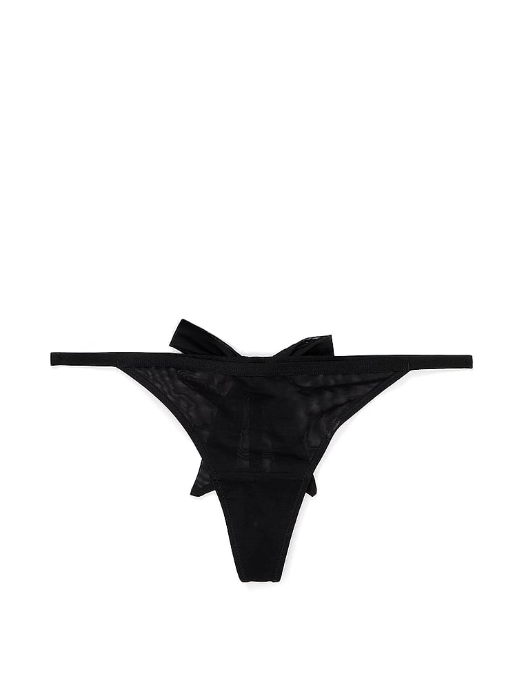 Victoria's Secret, Adore Me Ove V-String Panty, Jet Black, offModelFront, 3 of 4