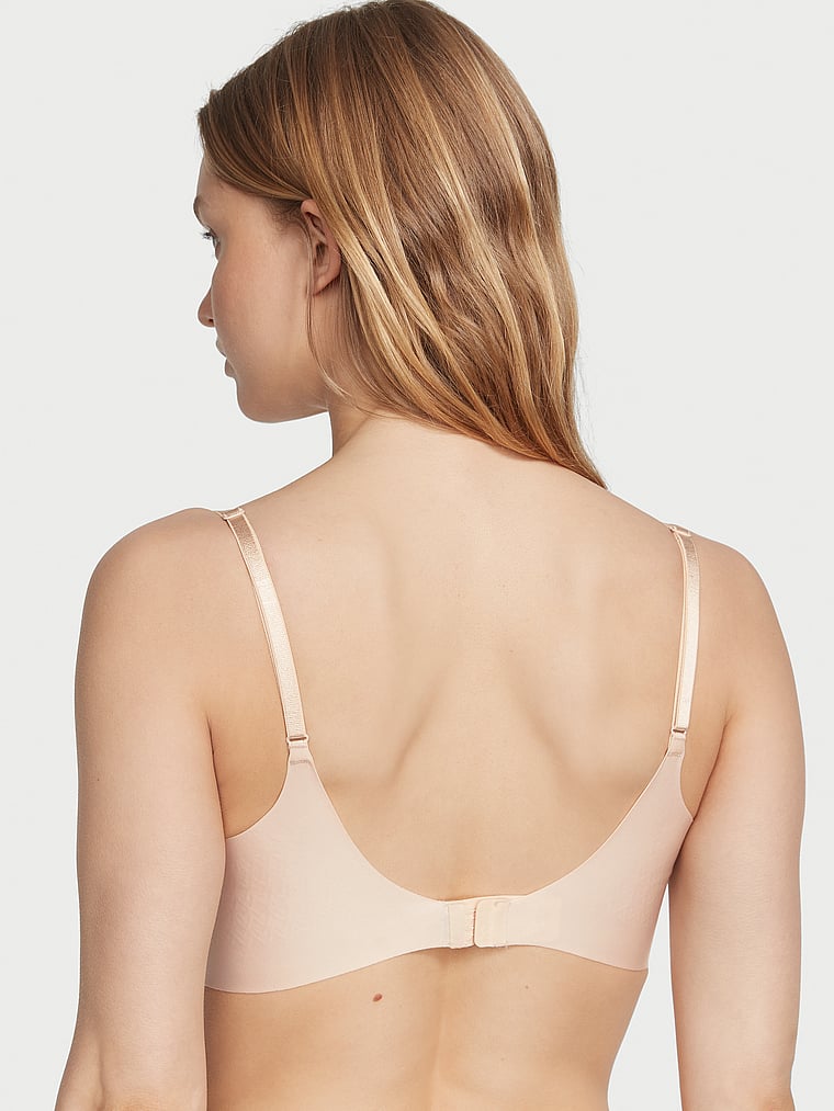 Victoria's Secret, Victoria's Secret Bare Plunge Low-Back Bra, Marzipan, onModelBack, 2 of 4 Lotta is 5'10" or 178cm and wears 34B or Small