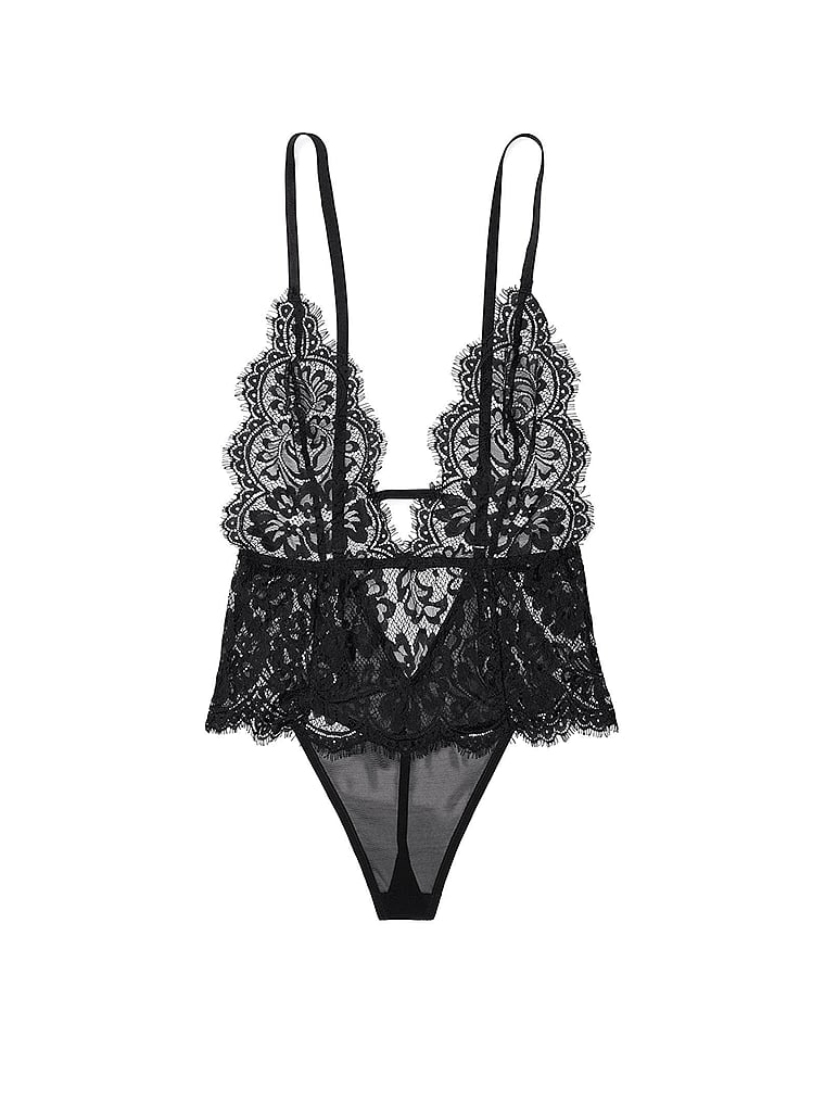 Victoria's Secret, Adore Me Anouchka Teddy, Jet Black, offModelFront, 4 of 4