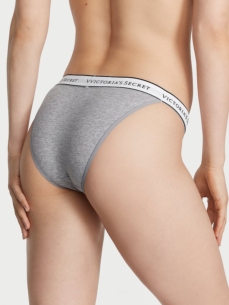 Victoria's Secret, Cotton Logo Cotton Tanga Panty, Heather Gray, onModelBack, 2 of 4 Lotta is 5'10" or 178cm and wears Small