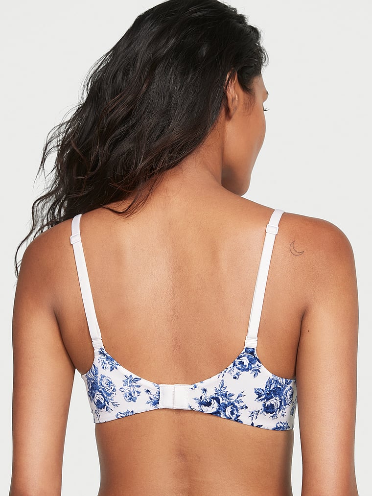 Victoria's Secret, Body by Victoria Lightly Lined Smooth Demi Bra, Coconut White Rose Toile, onModelBack, 2 of 3 Shaanti is 5'9" and wears 32B or Small