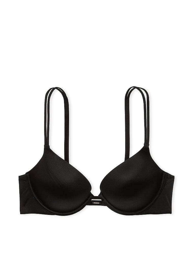 Victoria's Secret, Very Sexy Shine Strap Lace Push-Up Bra, Black, offModelFront, 3 of 6