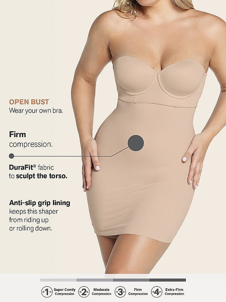 Victoria's Secret, Leonisa Shapewear Moderate Compression Sculpting Skort Slip, Beige, offModelBack, 4 of 4