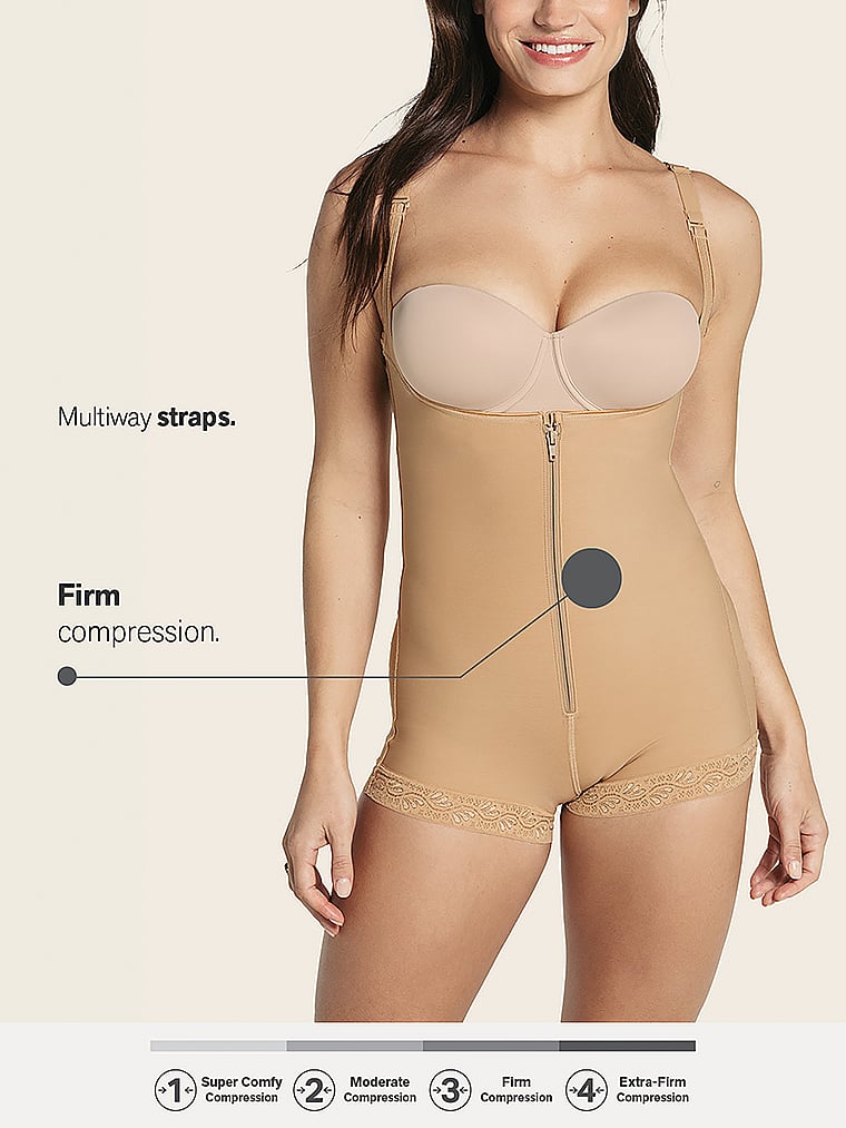 Victoria's Secret, Leonisa Shapewear  Extra-firm Compression Open Bust Body Shaper, Cognac, offModelBack, 4 of 7