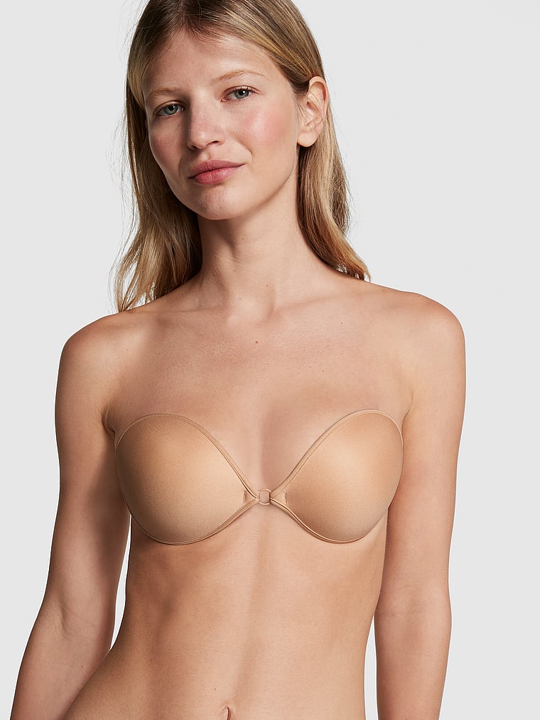 PINK Backless Strapless Bra, Beige, onModelFront, 1 of 2