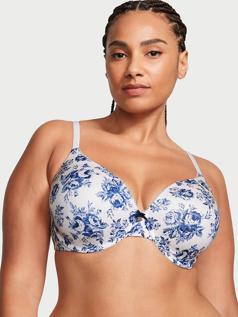 Victoria's Secret, Body by Victoria Lightly Lined Smooth Full-Coverage Bra, Coconut White Rose Toile, onModelFront, 1 of 3 Shadia  is 5'11" and wears 38DD (E) or Extra Extra Large