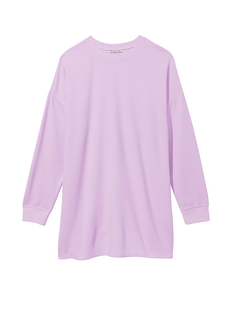 Victoria's Secret, Victoria's Secret Glow Waffle Long-Sleeve Sleepshirt, Silky Lilac, offModelFront, 3 of 3