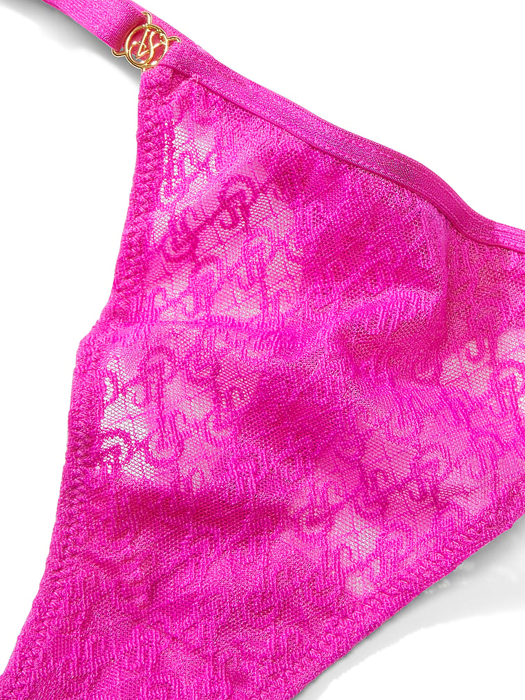 Victoria's Secret, Very Sexy Crotchless Lace-Up Bow-Back Thong Panty, Fuchsia Frenzy, detail, 5 of 5