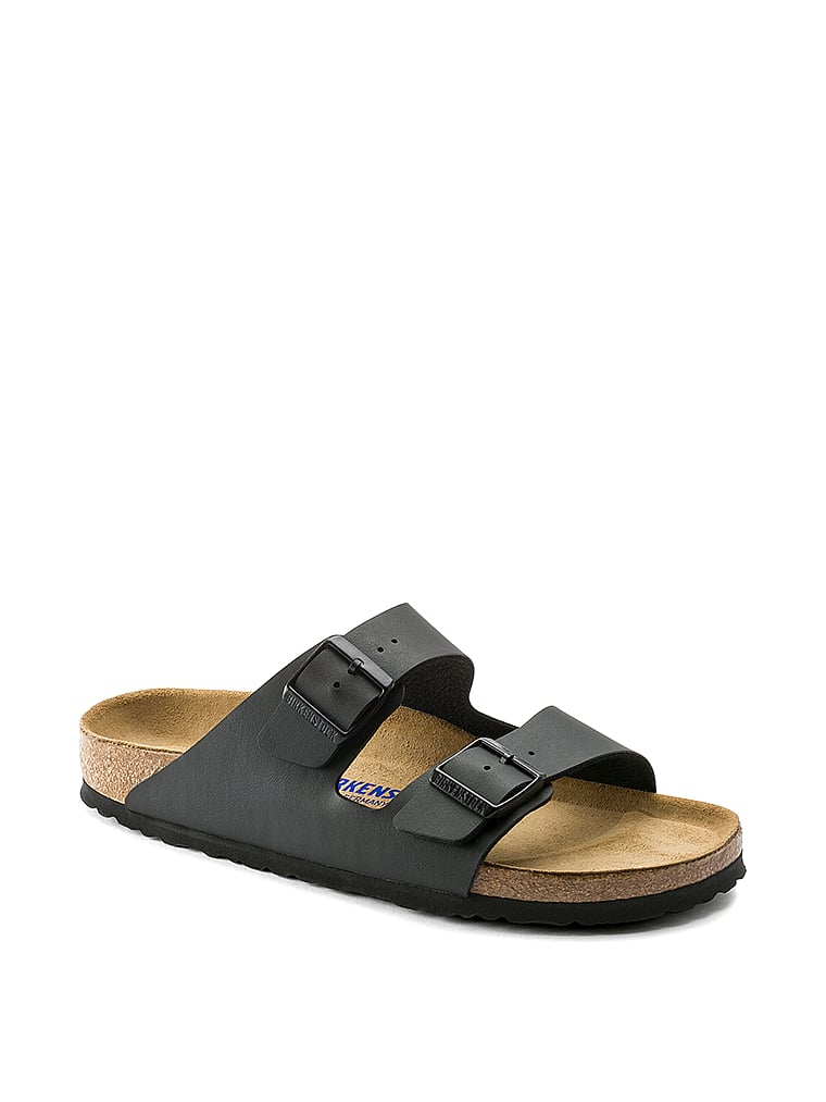 Birkenstock Arizona Suede Leather Sandals, Black, detail, 3 of 3