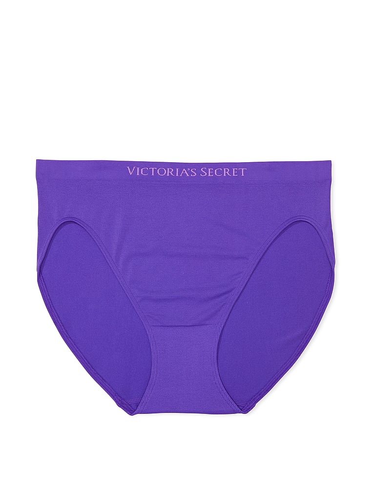 Victoria's Secret, Seamless Seamless High-Leg Brief Panty, Purple Shock, offModelFront, 3 of 3