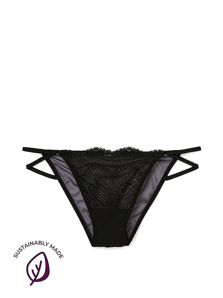 Victoria's Secret, Adore Me Margaritte Bikini Panty, Jet Black, offModelFront, 1 of 2