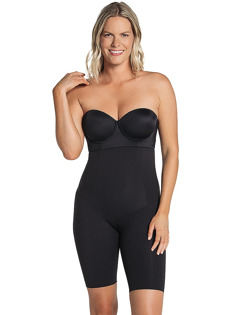 Victoria's Secret, Leonisa Shapewear Moderate Compression Extra High-Waisted Shaper Shorts, Black, onModelFront, 1 of 6