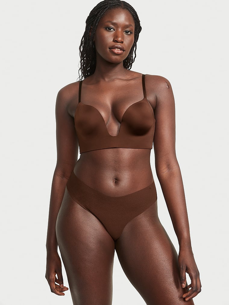 Victoria's Secret, Victoria's Secret Bare Plunge Low-Back Bra, Ganache, onModelSide, 3 of 4