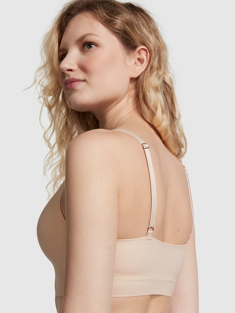 PINK Bralettes & Bra Tops Loungin' Wireless Push-Up Bra, Marzipan, onModelBack, 2 of 3 Anabel is 5'8" and wears 32B or Small