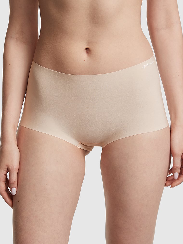 PINK No-Show Boyshort Panty, Marzipan, onModelFront, 1 of 3 Anabel is 5'8" or 173cm and wears Small