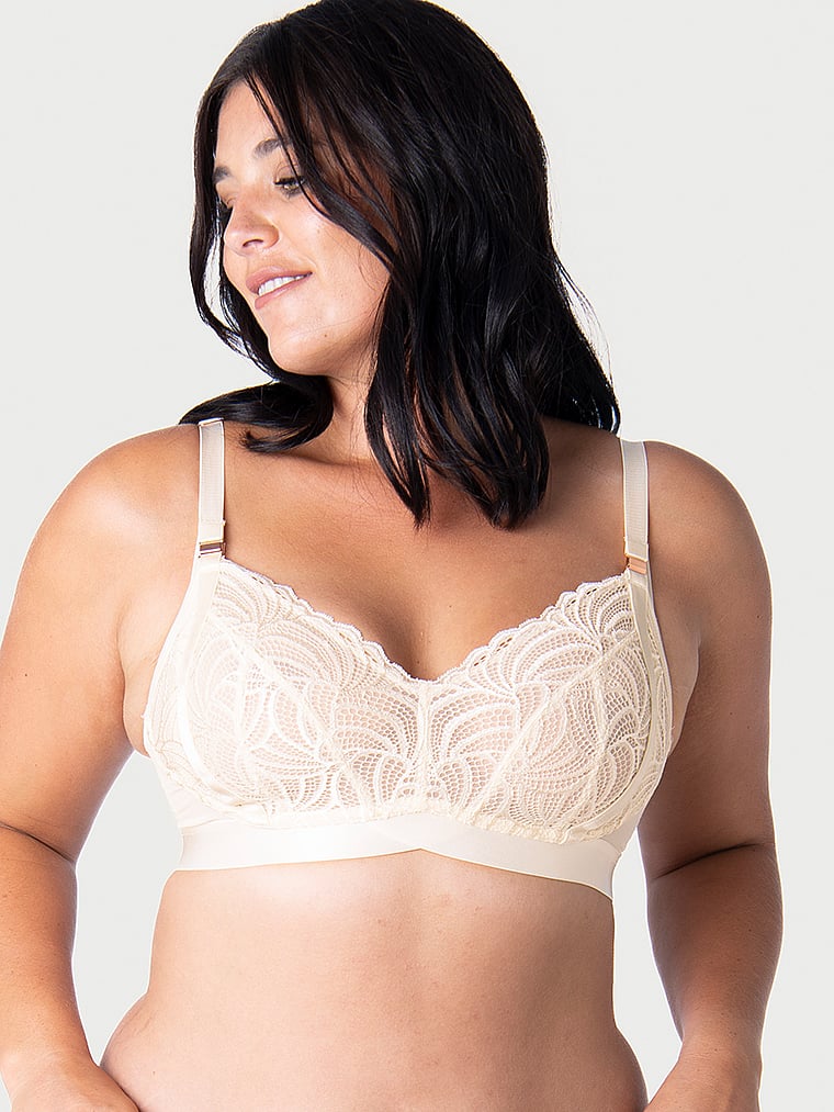 Victoria's Secret, Hotmilk Warrior Soft Cup Wireless Nursing Bra, Ivory, onModelFront, 1 of 6