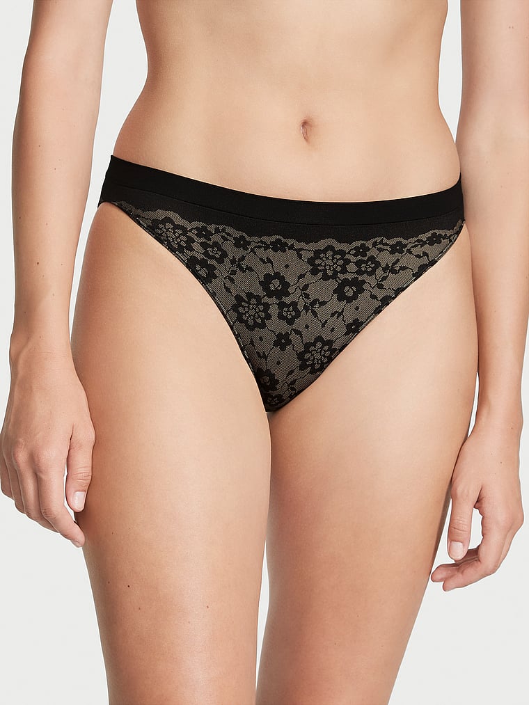 Victoria's Secret, Seamless Seamless Posey Lace Bikini Panty, Print, onModelFront, 1 of 3 Mackenzie is 5'10" and wears Small