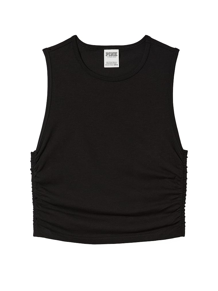 Buy Cotton Ruched Crop Tank Top Order Tops online 1123011700 PINK US