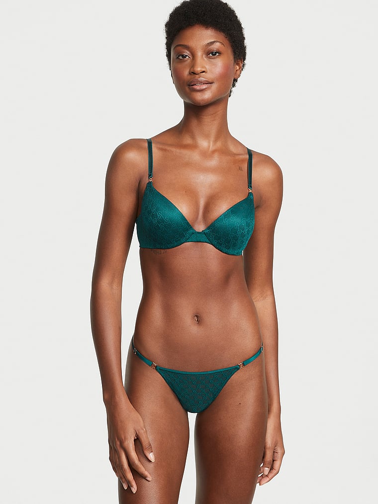 Victoria's Secret, Very Sexy Icon by Victoria's Secret Push-Up Demi Bra, Black Ivy, onModelSide, 3 of 5