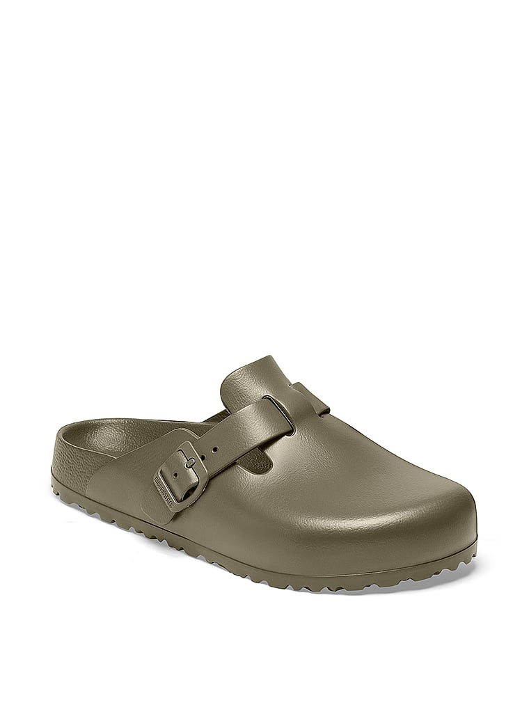Birkenstock Boston Eva Clogs, Khaki, onModelSide, 1 of 3