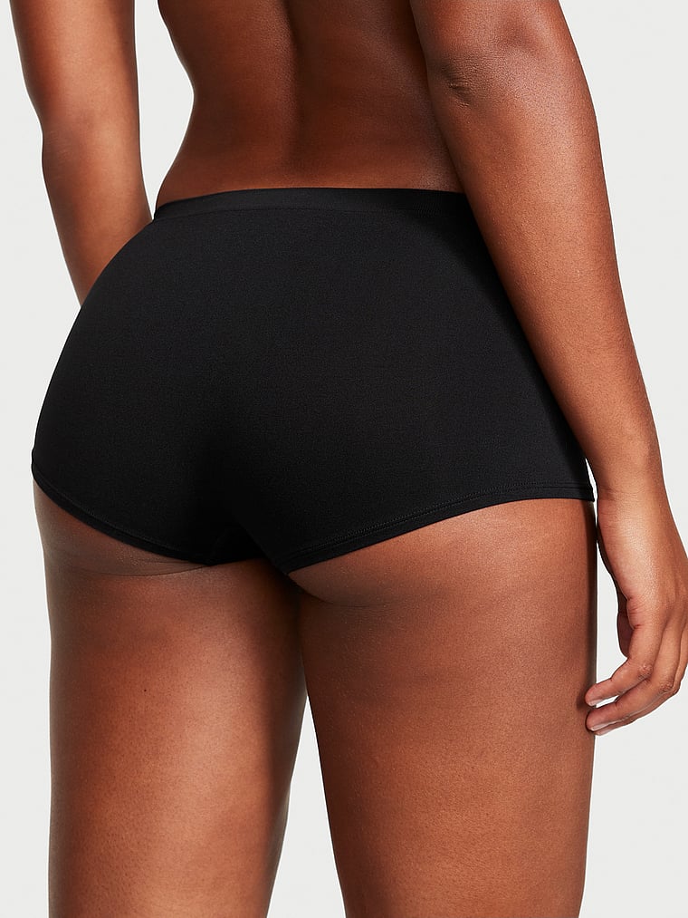 Victoria's Secret, Seamless Seamless Boyshort Panty, Black, onModelBack, 2 of 3 Ange-Marie is 5'10" or 178cm and wears Small