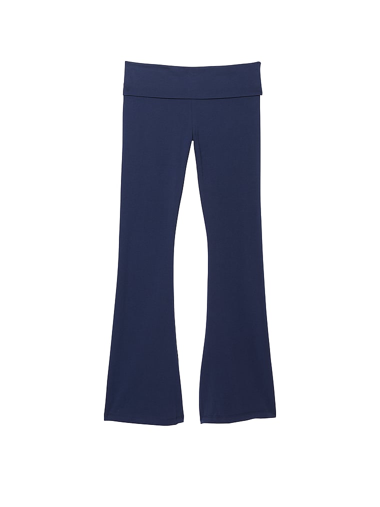 PINK All-Day Cotton Foldover Flare Leggings, Midnight Navy, offModelFront, 3 of 3