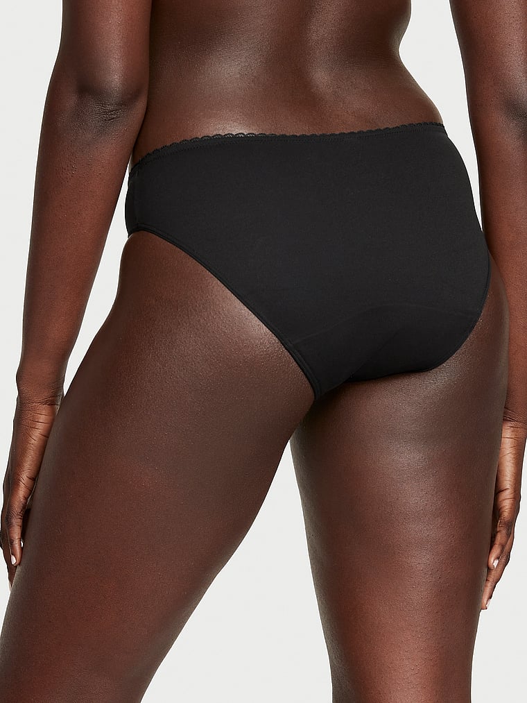 Victoria's Secret, Body by Victoria Smooth Period Bikini Panty, Black, onModelBack, 2 of 4