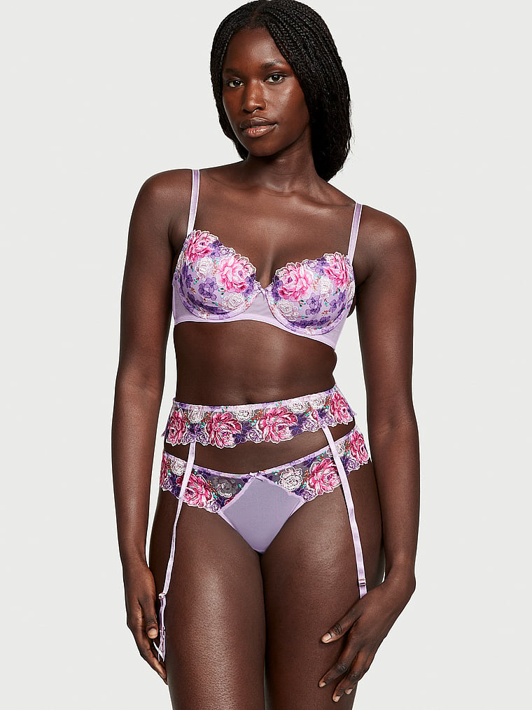 Floral Embroidery Lightly Lined Demi Bra