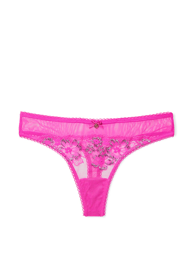 Vs Shimmer Lace-Front Thong Panty
