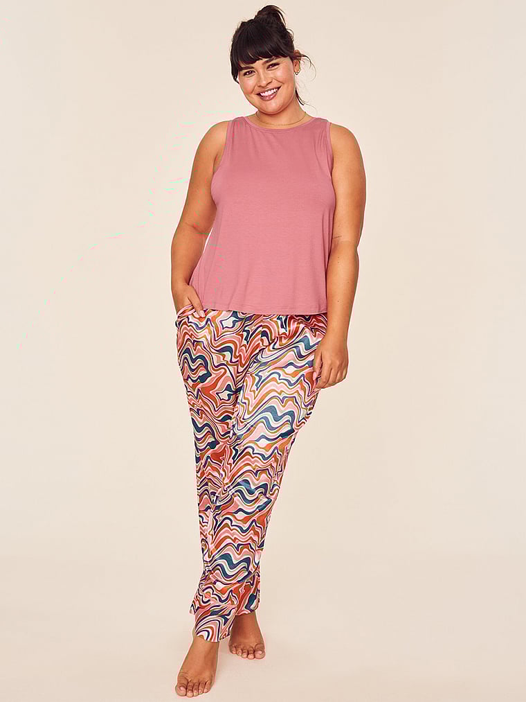 Victoria's Secret, Adore Me Alaina Tank + Long Pants Sleep Set, Feelin Groovy, offModelBack, 5 of 6