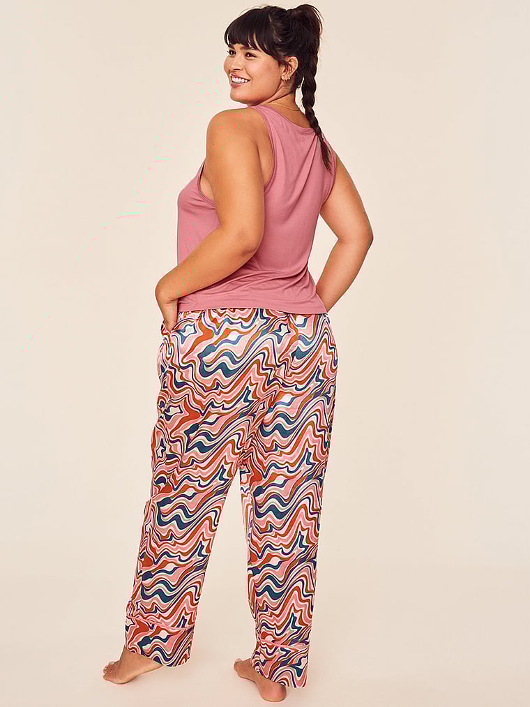 Victoria's Secret, Adore Me Alaina Tank + Long Pants Sleep Set, Feelin Groovy, detail, 6 of 6