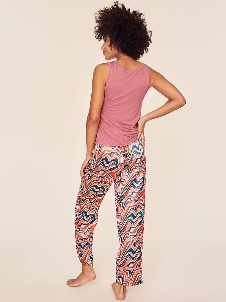 Victoria's Secret, Adore Me Alaina Tank + Long Pants Sleep Set, Feelin Groovy, onModelBack, 2 of 6