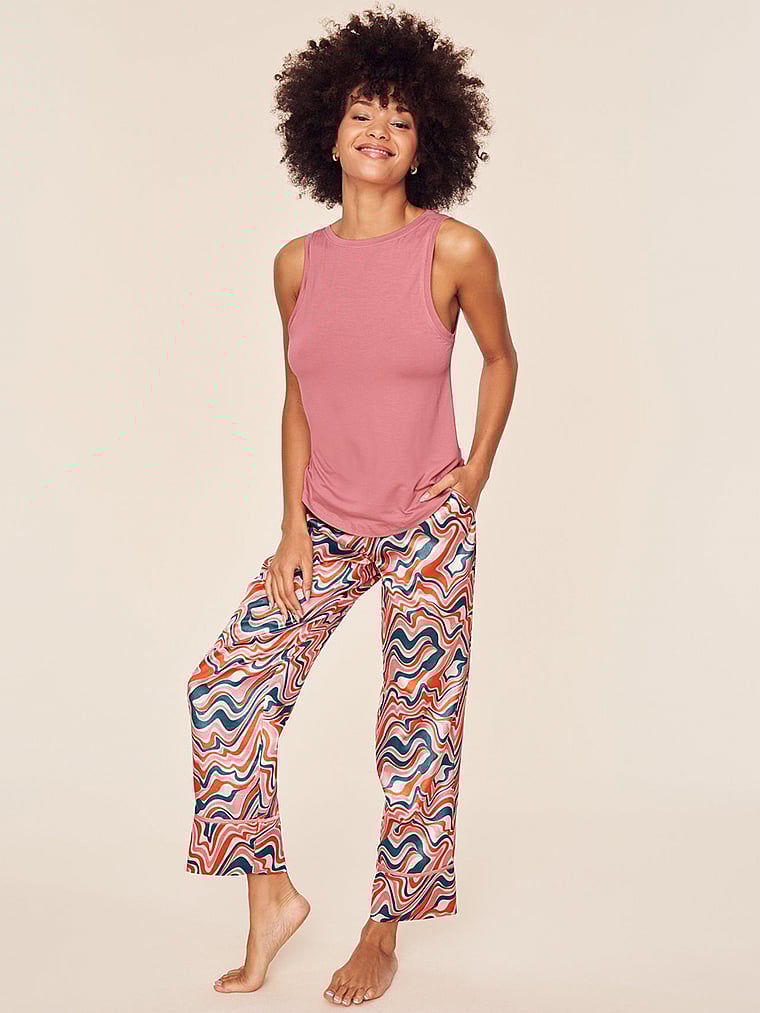 Victoria's Secret, Adore Me Alaina Tank + Long Pants Sleep Set, Feelin Groovy, onModelFront, 1 of 6