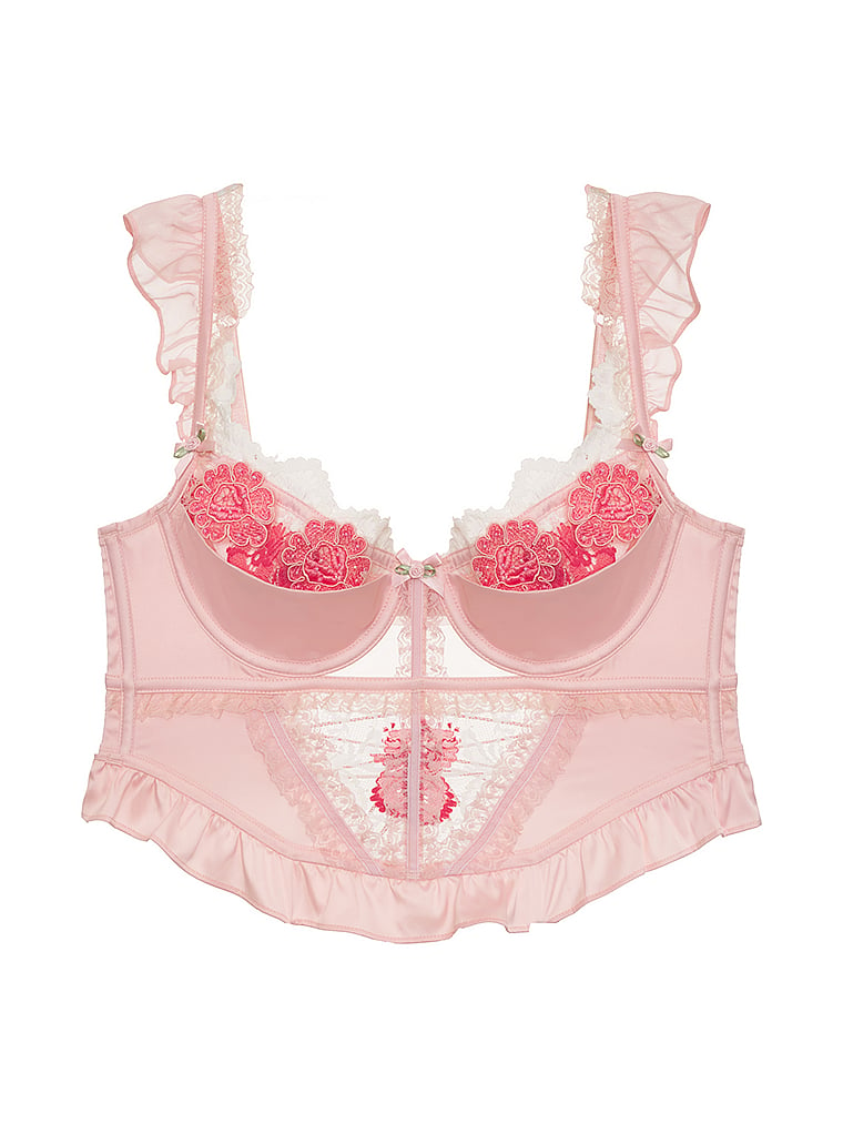 Victoria's Secret, For Love & Lemons Sylvie Bustier, Pink/White, offModelFront, 4 of 4