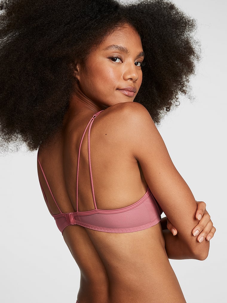 PINK Bralettes & Bra Tops Mesh Push-Up Bralette, Soft Begonia, onModelBack, 2 of 5 Serguelen is 5'10" or 178cm and wears 34B or Small