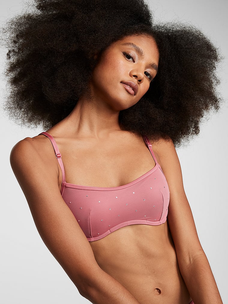 PINK Bralettes & Bra Tops Mesh Push-Up Bralette, Soft Begonia, onModelFront, 1 of 5 Serguelen is 5'10" or 178cm and wears 34B or Small