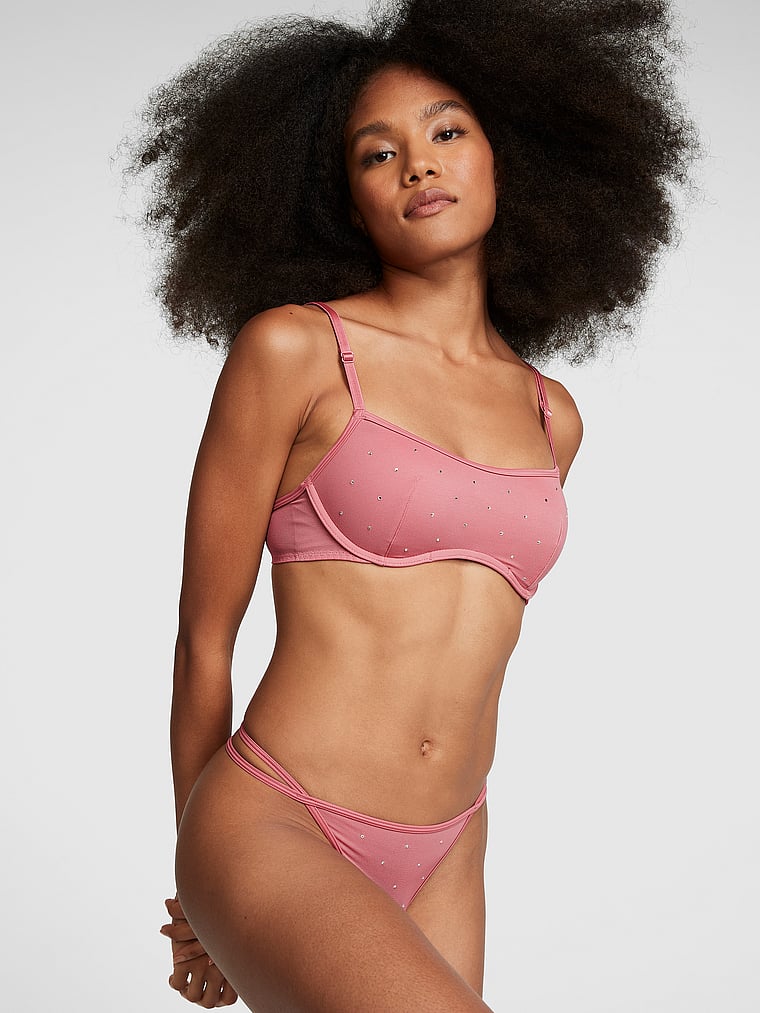 PINK Bralettes & Bra Tops Mesh Push-Up Bralette, Soft Begonia, onModelSide, 3 of 5 Serguelen is 5'10" or 178cm and wears 34B or Small