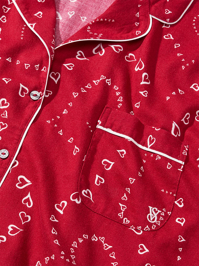 Victoria's Secret, Victoria's Secret Flannel Long Pajama Set, Red Swirl Heart, detail, 4 of 4